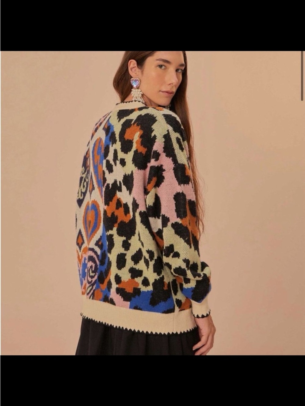 FARM Rio Multi-Color Patterned V-Neck Button Cardigan - Picture 2 of 3